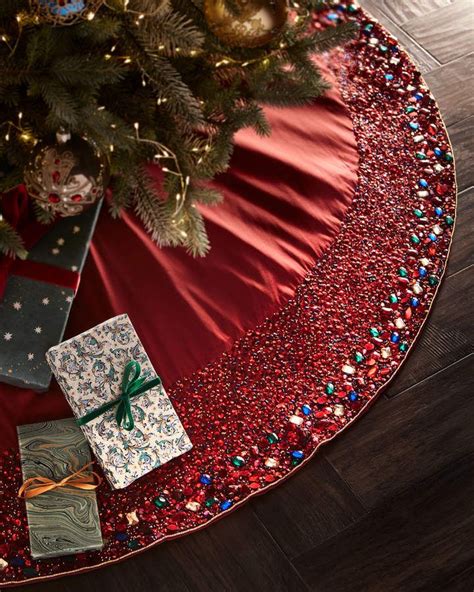Kim Seybert Sparkling Jewel Tones Beaded Tree Skirt Elegant Christmas