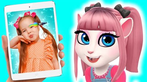 my talking angela and nastya nastya got into the tablet youtube