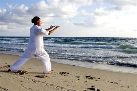 Free Picture Man White Praticing Tai Chi Beach