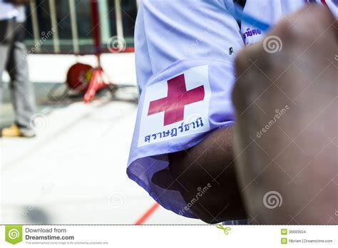 Red Cross For Help During The Demonstration Editorial Stock Image