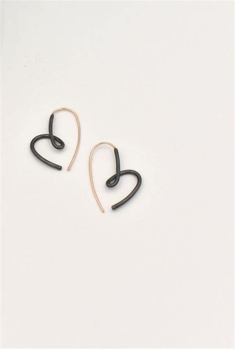 Black And Rose Gold Threader Earrings For Her Romantic Hoop Etsy