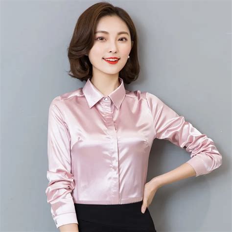 women silk satin blouse 2017 long sleeve formal blouses ladies office work elegant female