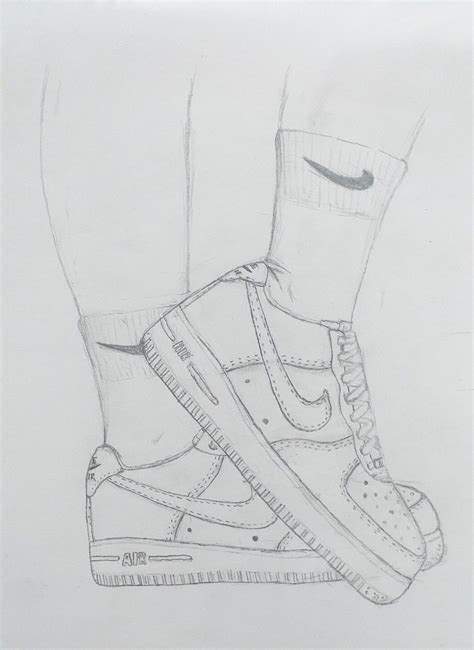 Drawing Of Nike Air Force 1 Easy Drawings Sketches Cool Pencil