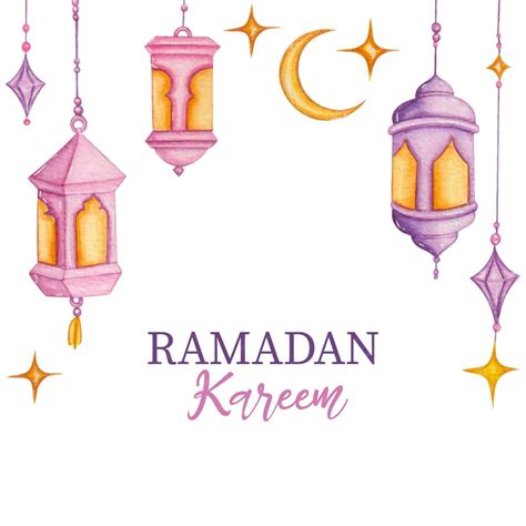 Premium Vector Hand Drawn Watercolor Ramadan Kareem Background
