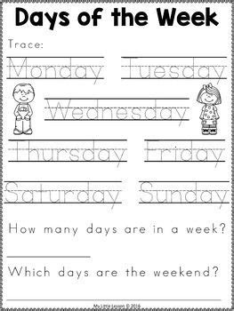 days   week worksheets school worksheets preschool writing