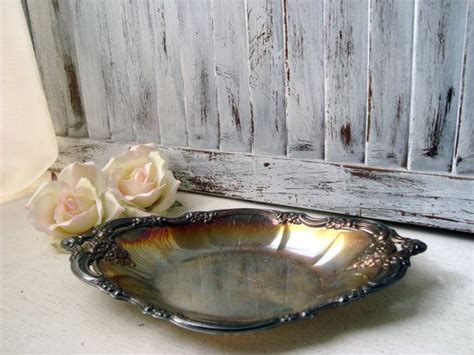 Lovely embossed aesthetic floral pattern, circa late 1800's. Vintage Silver Floral Pattern Oval Dish, Small Silver ...