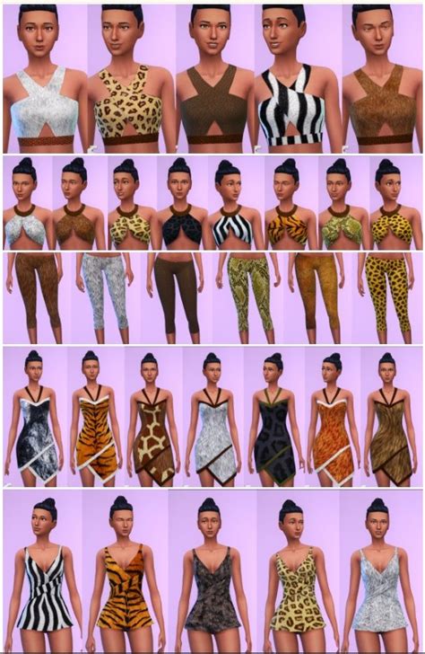 Prehistoric Clothing Set By Teanmoon Sims 4 Challenges Sims 4
