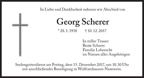 Traueranzeigen Von Georg Scherer Sz Gedenkende