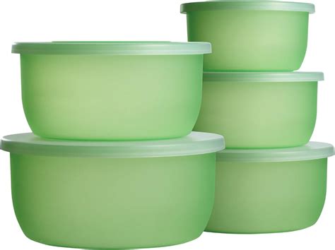 Premier Housewares Plastic Storage Bowls With Clear Lids Green Set