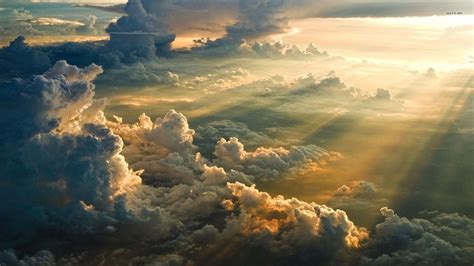 Awesome Sunset Over Clouds Desktop Picture