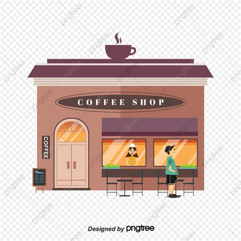Flat Cartoon Street Coffee Shop Shop Trader Element Character Seller