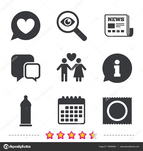 Condom Safe Sex Icons Lovers Couple Sign Stock Vector Image By ©blankstock 139485624