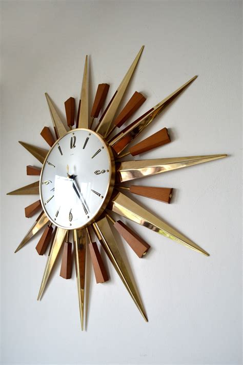 Mid Century Starburst Sunburst Wall Clock 1970s Design Market