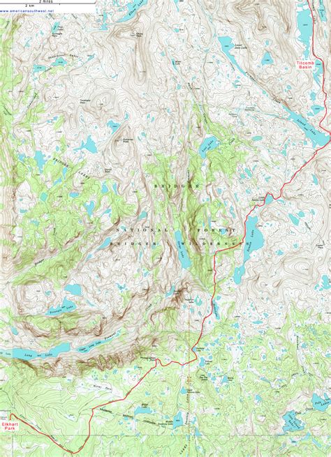 topographic map   trail  titcomb basin wyoming