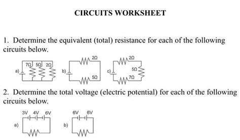 Solved Circuits Worksheet 1 Determine The Equivalent