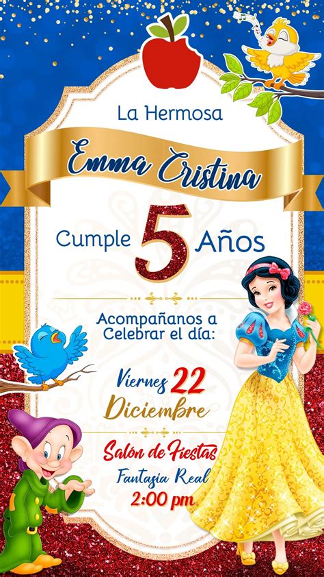 Tarjeta De InvitaciÓn Digital Animada Princesa Blanca Nieves