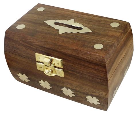 Treasure Chest Money Box Safe Money Box Savings Banks Wooden Carving