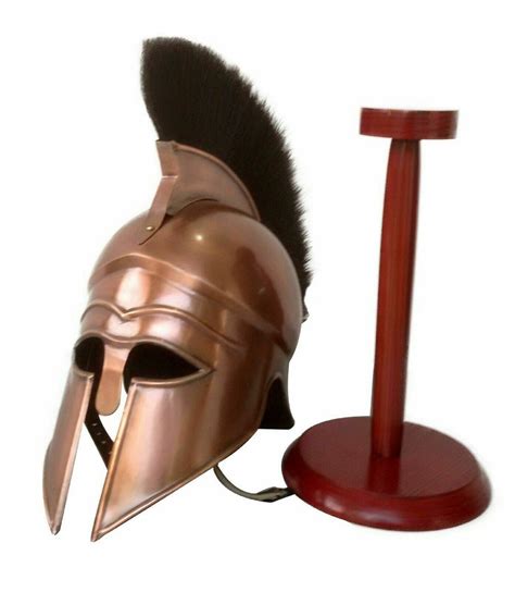 Medieval Greek Corinthian Helmet With Plume And Wooden Stand Etsy