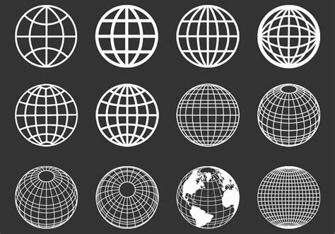 Outlined Globes Spheres Vector Set 64524 Vector Art At Vecteezy
