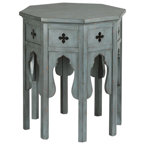 Hammary Hidden Treasures Transitional Hex End Table With Distressed