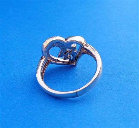 Antique Silver Ring Heart Shape 925 Sterling Silver Cubic Etsy