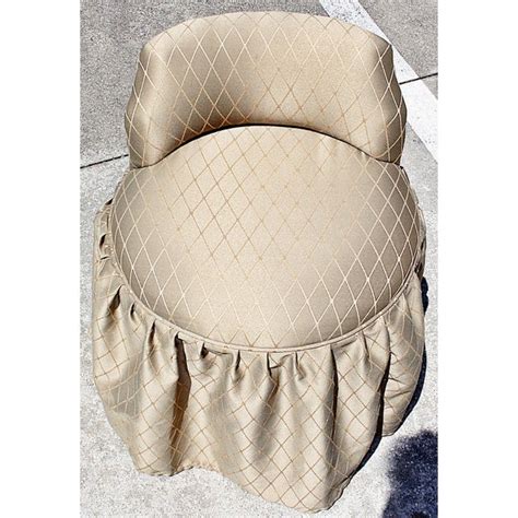 Best designs and ideas for vanity chair that applicable into bedroom and bathroom. Skirted Vanity Pouf Chair | Chairish