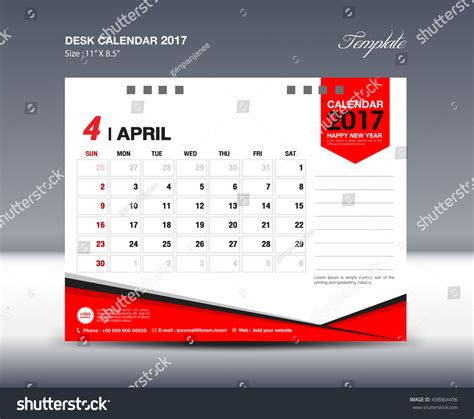 April Desk Calendar 2017 Design Template Polygon Vector 438864496
