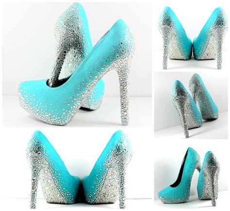 Tiffany Blue Heels With All Crystal Soles And Heels Can Be Custom Made In Your Choice Of Colors
