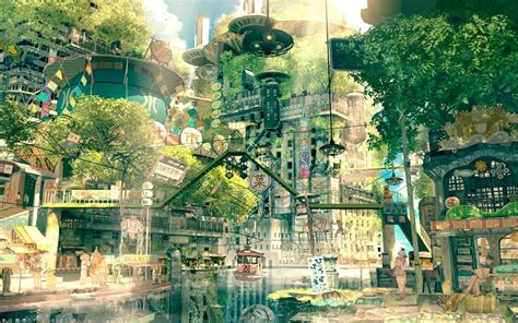 Wallpaper Japan Drawing City Cityscape Anime Nature