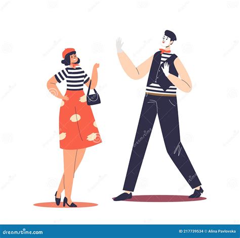 Typical Frenchman Man In Blue Striped T Shirt On Map Cartoon Vector