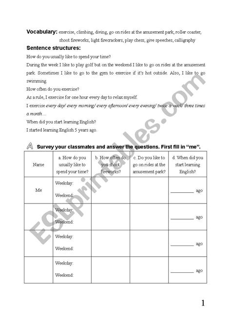 Spare Time Esl Worksheet By Boro272727