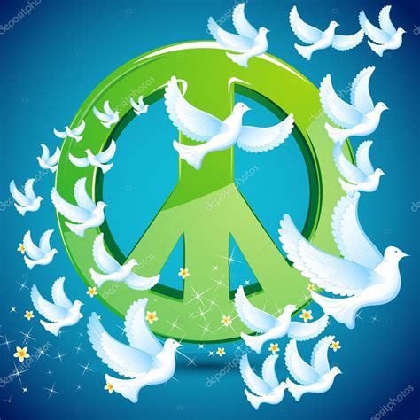 Dove Flying Around Peace Symbol — Stock Vector © Vectomart 8489975
