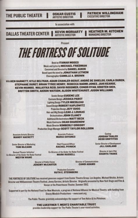Theatre S Leiter Side Review Of The Fortress Of Solitude October
