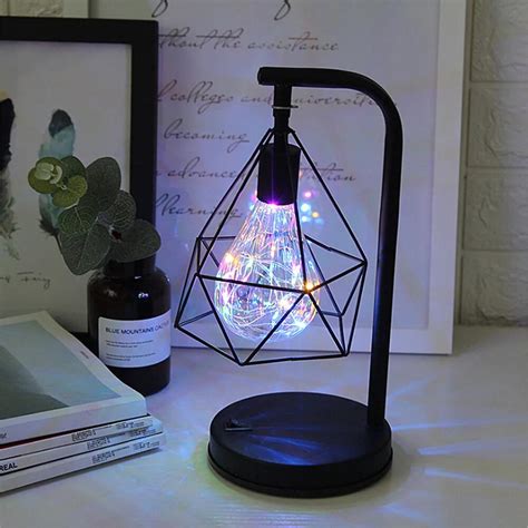 Creative Holiday Minimalist Hollow Diamond Led Table Lamps Portable