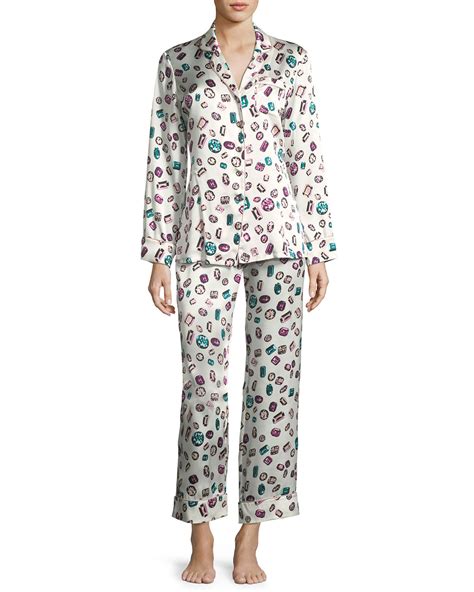 Olivia Von Halle Lila Yolanda Long Silk Pajama Set Neiman Marcus