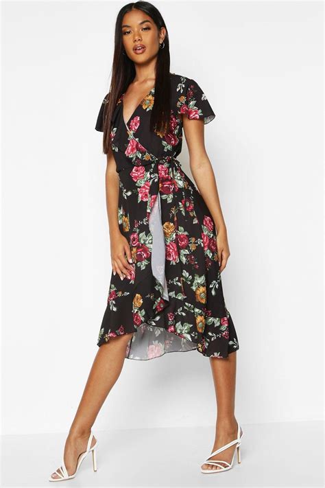 Woven Floral Midi Tea Dress Boohoo Dresses Tea Dress Bodycon Fashion