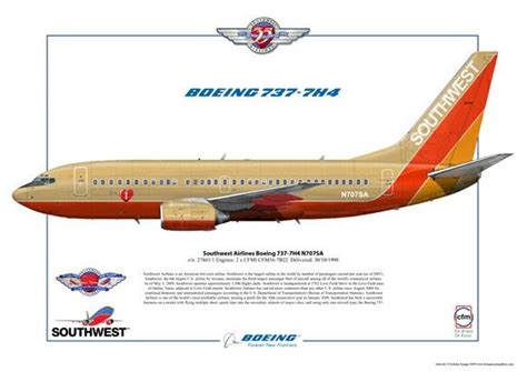 Southwest Airlines B737-700 | Airplane drawing, Southwest airlines