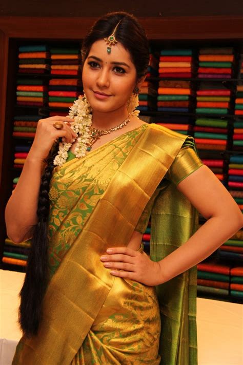 She debuted as an actress with the hindi film madras cafe and made her debut in telugu with the successful oohalu. Actress Rashi Khanna Green Saree Photos ~ only wallpapers ...
