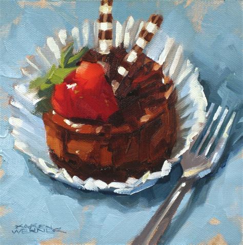 Karen Werner Fine Art Chocolate Cheesecake A Still Life Painting In Oil