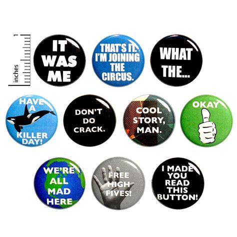 Funny Sarcastic Buttons Were All Mad Here Edgy Cool Pin Etsy