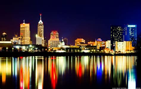 City Lights On The Water Indianapolis Skyline Indianapolis Skyline