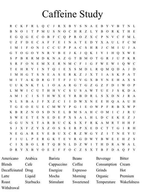 Types Of Coffee Word Search Sibotega