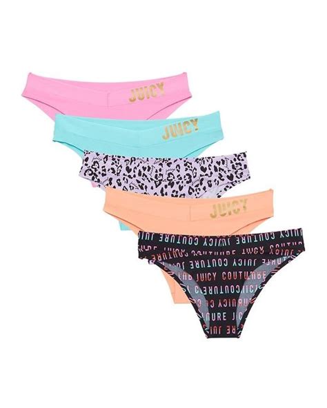 Juicy Couture Synthetic 5 Pack Logo Bikini Panties Lyst Canada