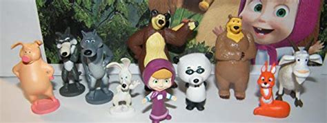 Rosie 2 Wolfs Panda Happitoys Masha And The Bear Deluxe Figure Set Of 12 Toy Kit With 2 Cutie