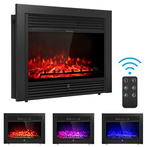 Costway Fireplace Electric Embedded Insert Heater Glass Log Flame