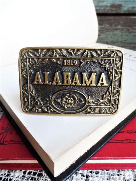 Vintage Solid Brass Belt Buckle Alabama Heritage Mint Ltd Etsy