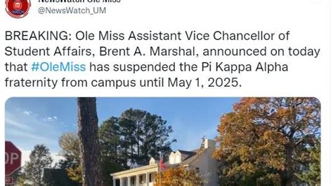 Ole Miss Fraternity Suspended For Hazing Incident Involving Bleach