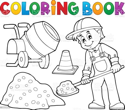 Coloring Book Construction Worker 2 Stock Vector Art & More Images of