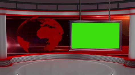 News Tv Studio Set 12 Virtual Green Screen Background Loop Stock
