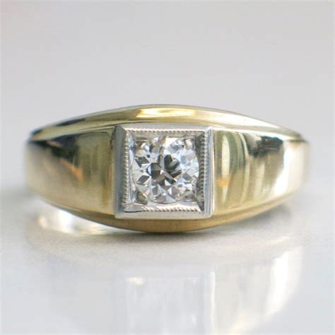 vintage brogan 14k gold two tone men s diamond wedding ring band wedding ring bands diamond